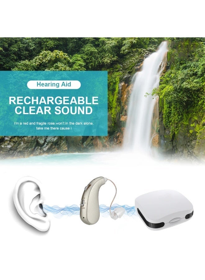 Rechargeable Hearing Aid for Hearing Loss, Digital Noise Cancelling Hearing Amplifier with Volume Control, Comfortable Behind The Ear Hearing Aid for Seniors - Image 2